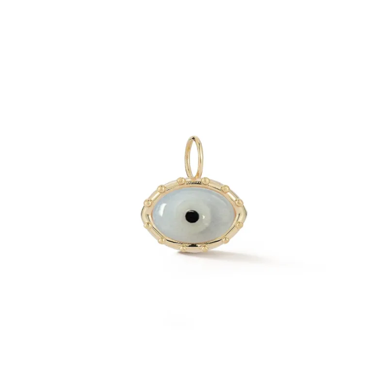 Chalcedony and Onyx Evil Eye Charm sold by Larroude
