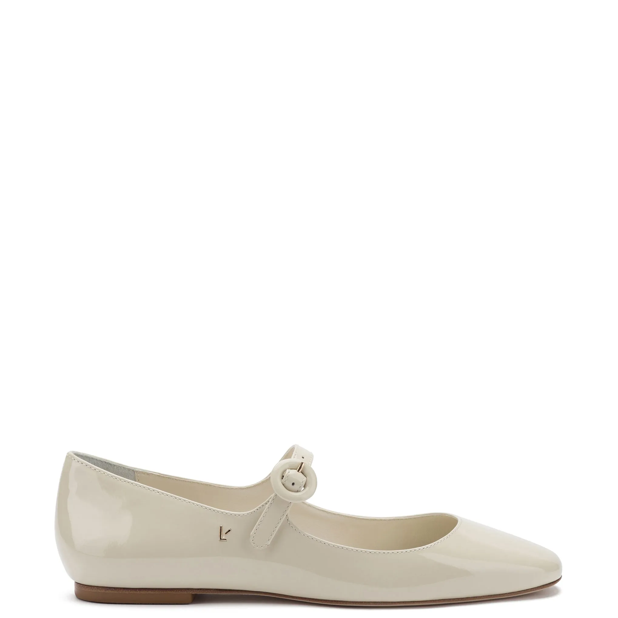 Blair Ballet Flat In Ivory Patent Leather sold by Larroude