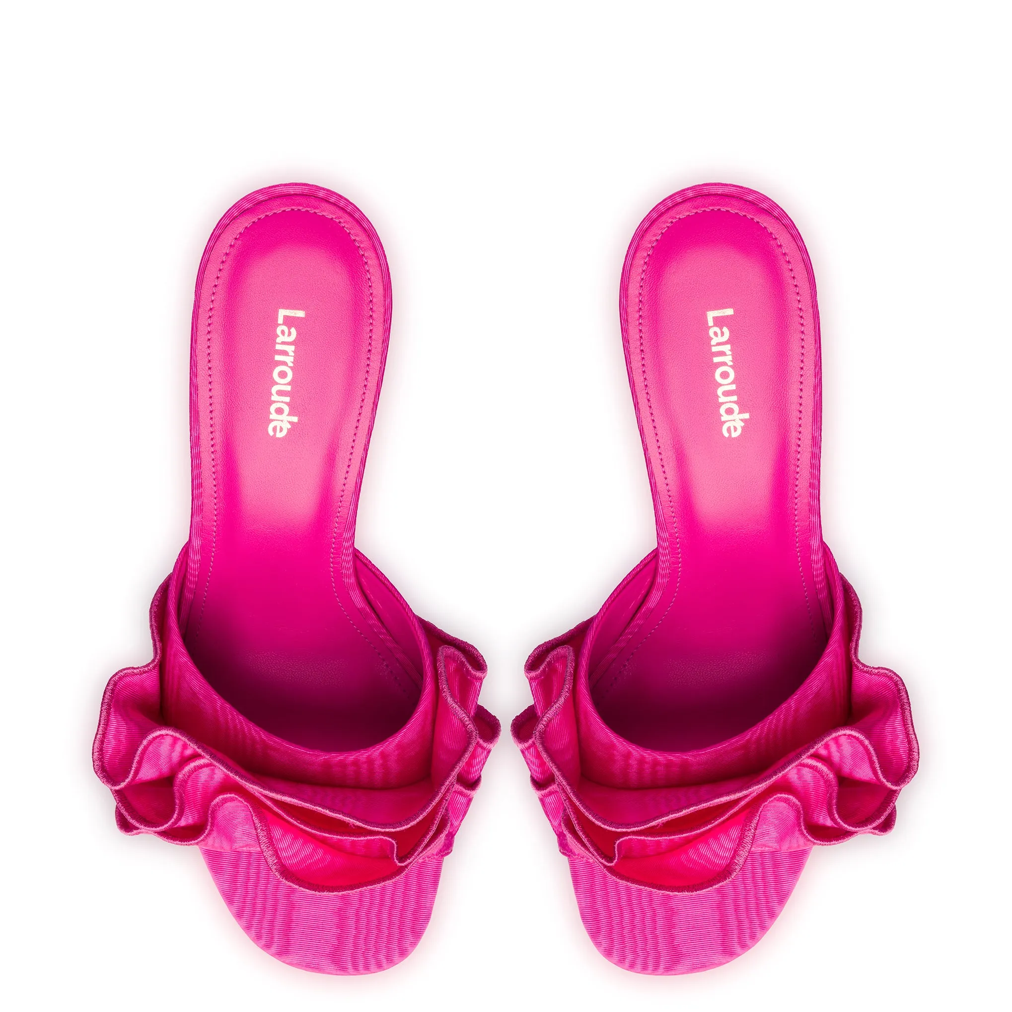 Colette Ruffle Sandal In Magenta Fabric sold by Larroude product image thumbnail 3