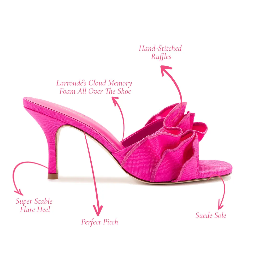 Colette Ruffle Sandal In Magenta Fabric sold by Larroude product image thumbnail 5