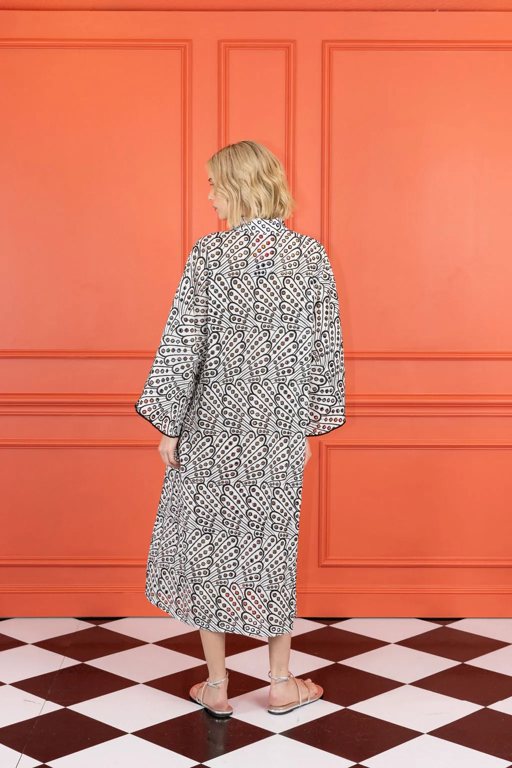 wavy eyelet maxi caftan sold by Larroude product image thumbnail 2