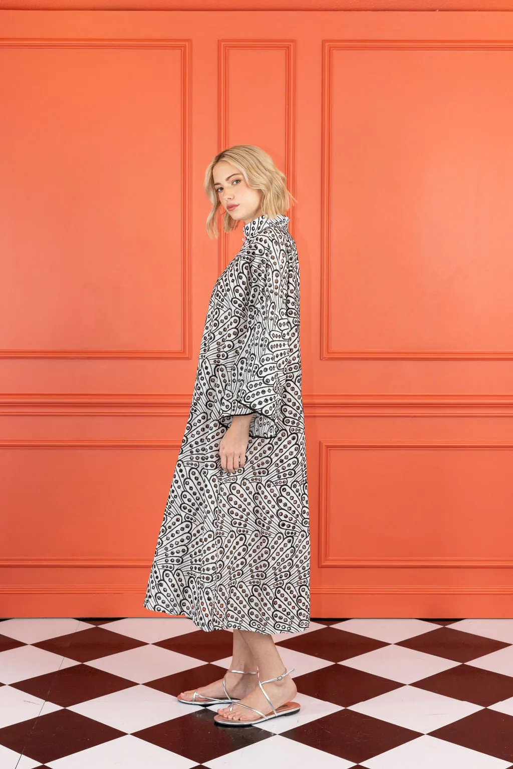 wavy eyelet maxi caftan sold by Larroude product image thumbnail 3