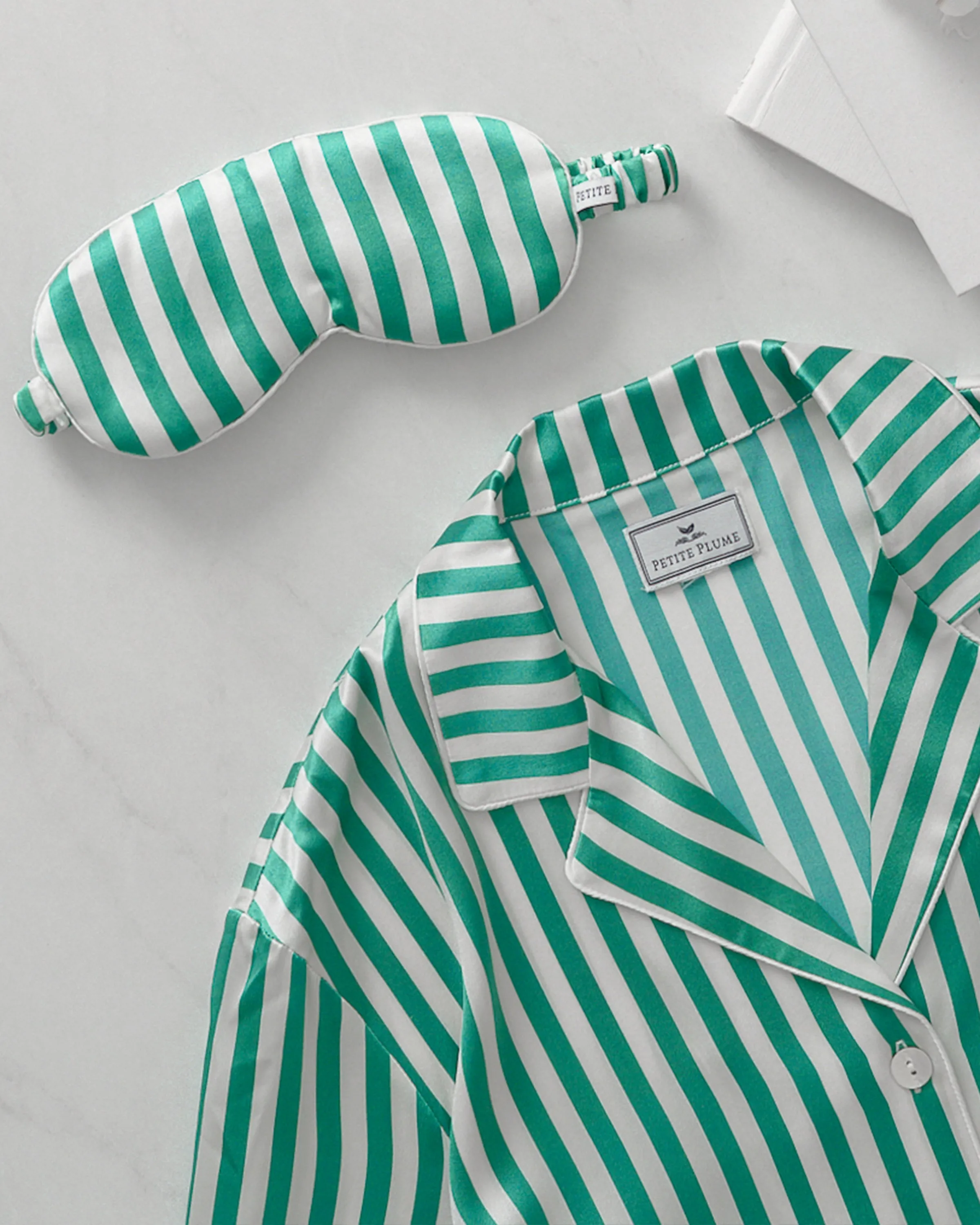 Women's Silk Pajama Set in Green Stripe sold by Larroude product image thumbnail 4
