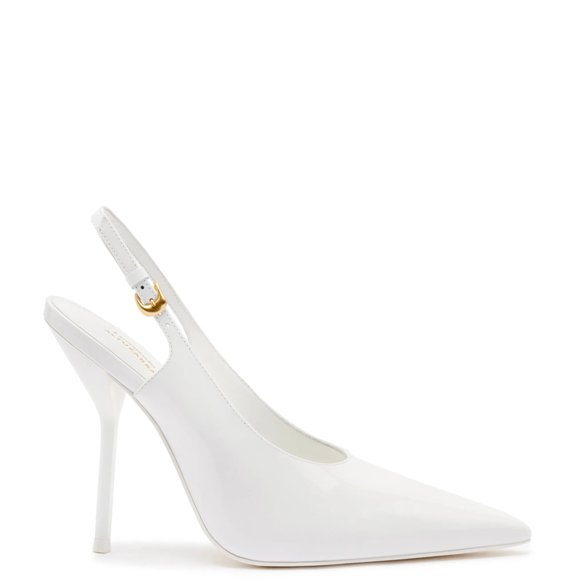 Larroudé x Altuzarra Pump In White Patent Leather sold by Larroude