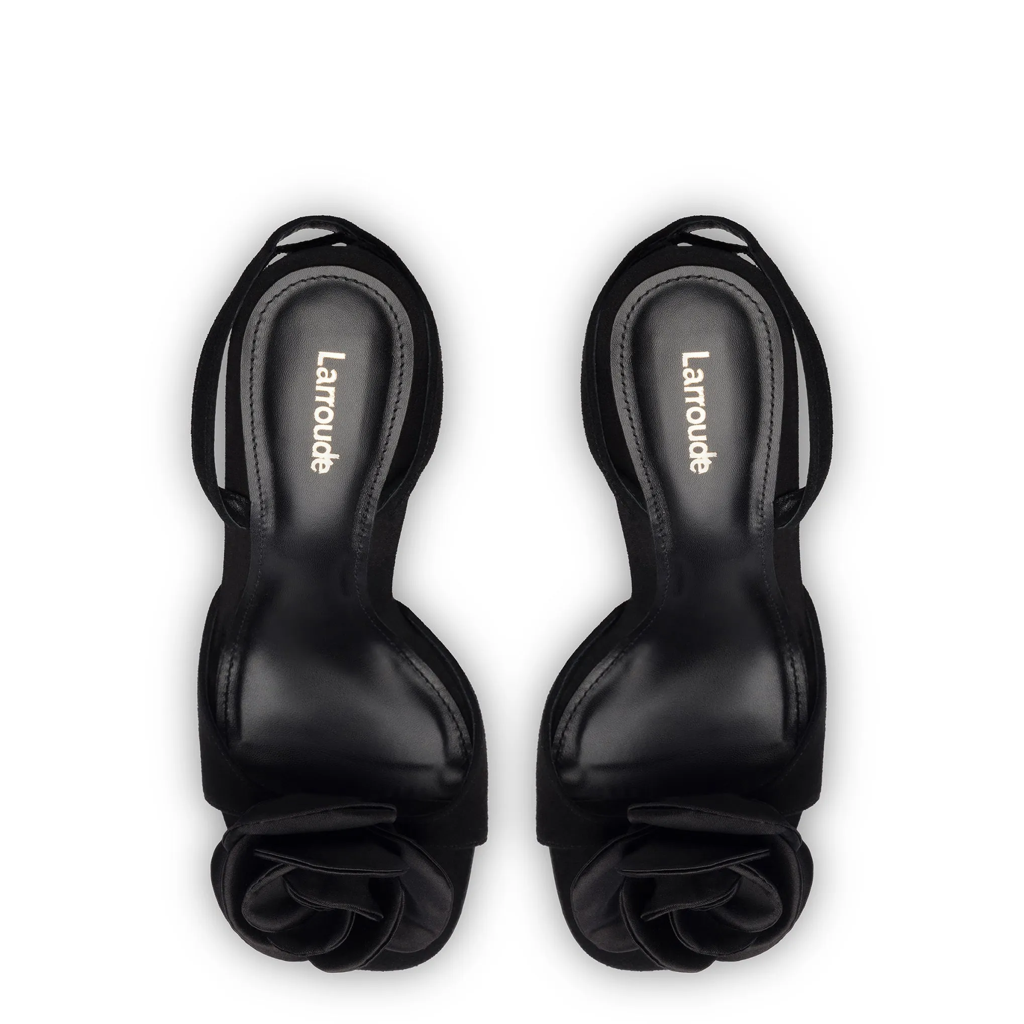 Salma Sandal In Black Suede and Satin sold by Larroude product image thumbnail 3