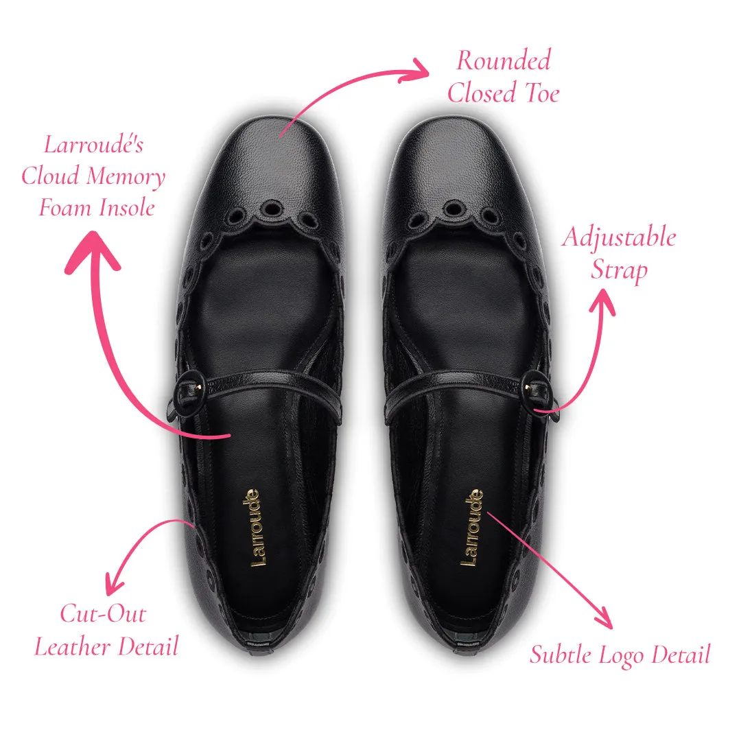 Blair Broderie Ballet Flat In Black Leather sold by Larroude product image thumbnail 5