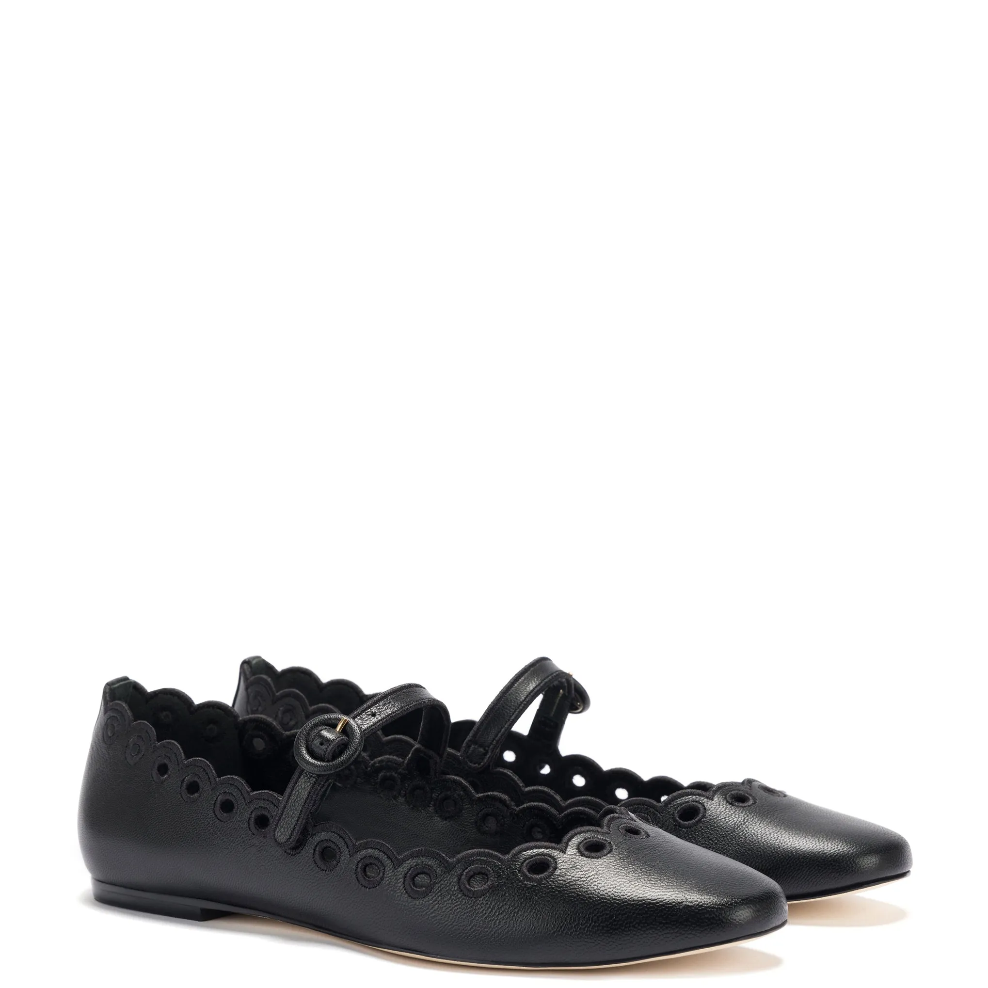 Blair Broderie Ballet Flat In Black Leather sold by Larroude product image thumbnail 2