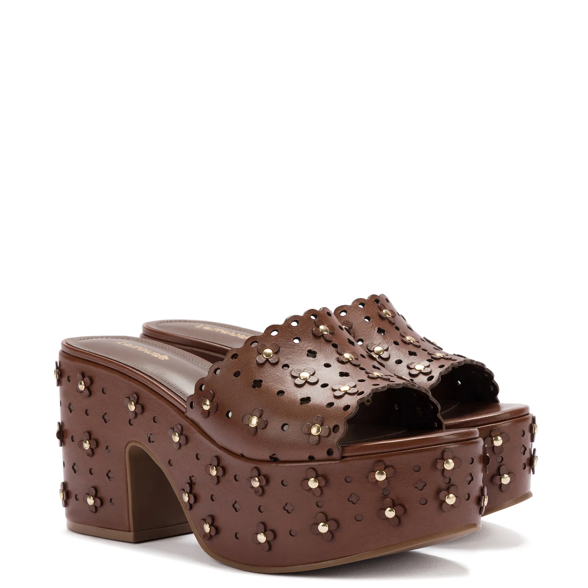 Miso Platform Sandal In Brown Leather sold by Larroude product image thumbnail 2