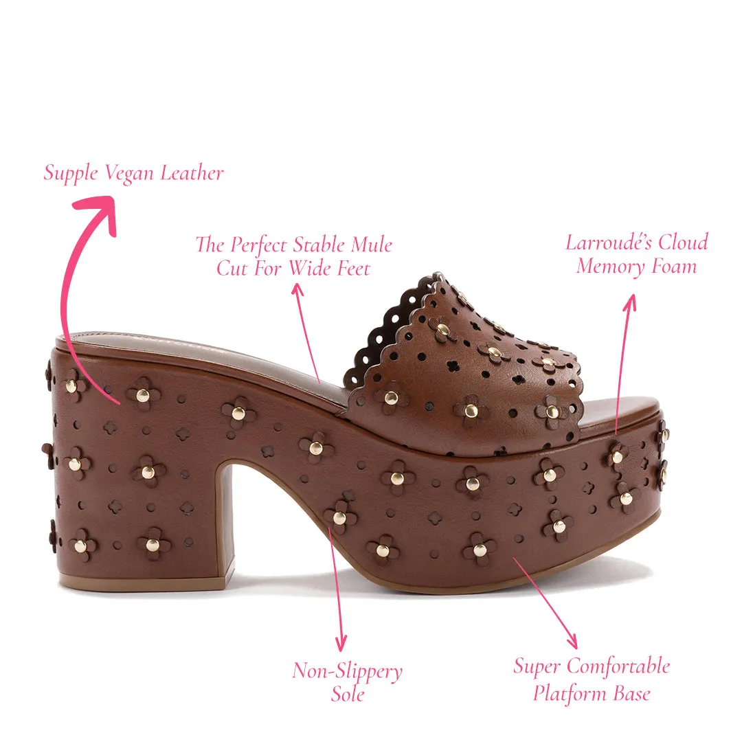 Miso Platform Sandal In Brown Leather sold by Larroude product image thumbnail 5
