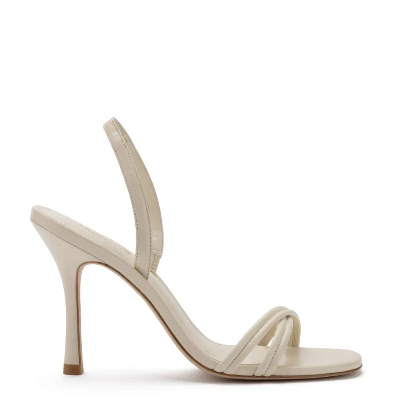 Annie Sandal In Ivory Leather sold by Larroude