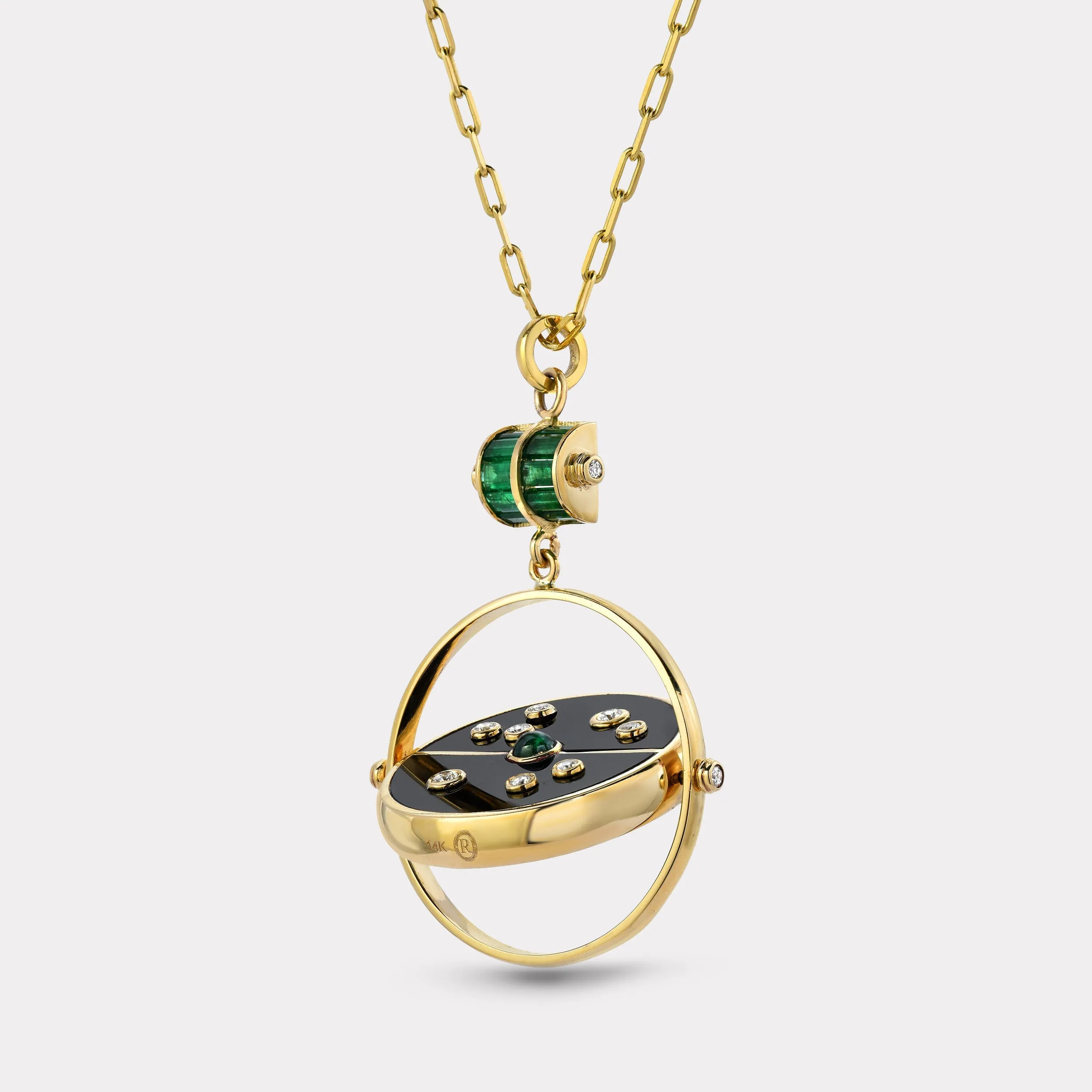 Grandfather Compass Pendant with Black Onyx and Emerald sold by Larroude product image thumbnail 4
