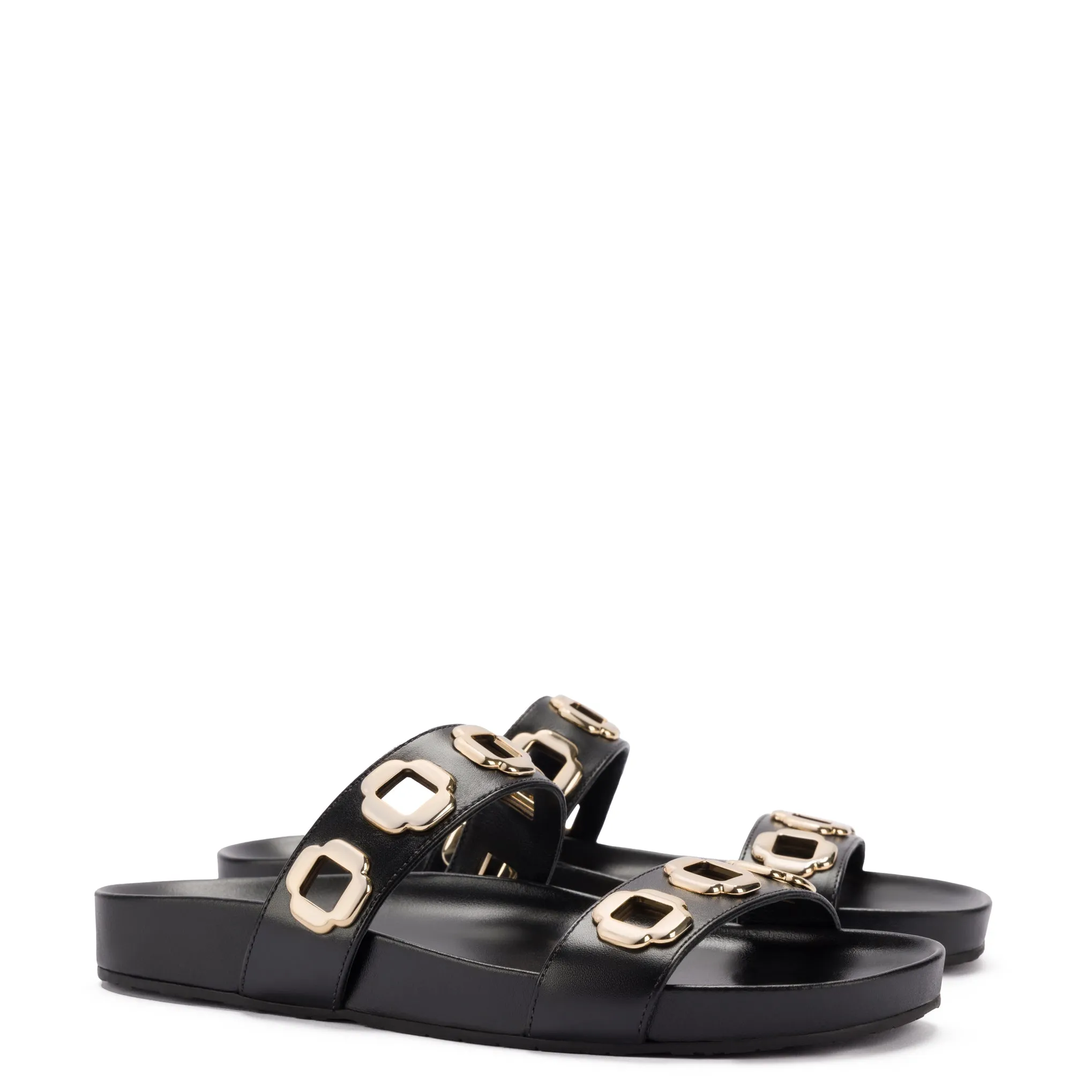 Milan Slide In Black Leather sold by Larroude product image thumbnail 2