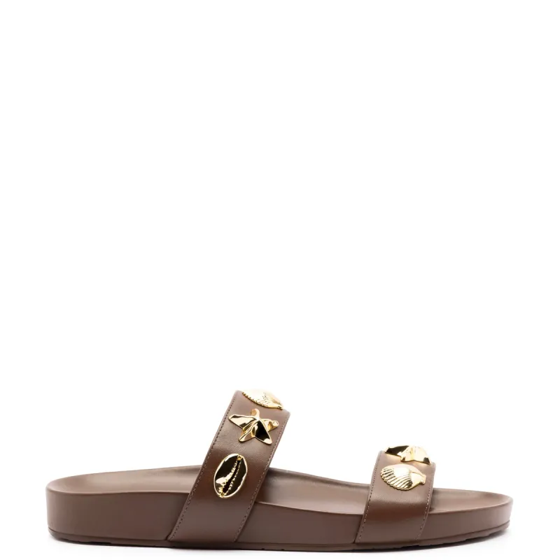Madison Slide In Brown Leather sold by Larroude