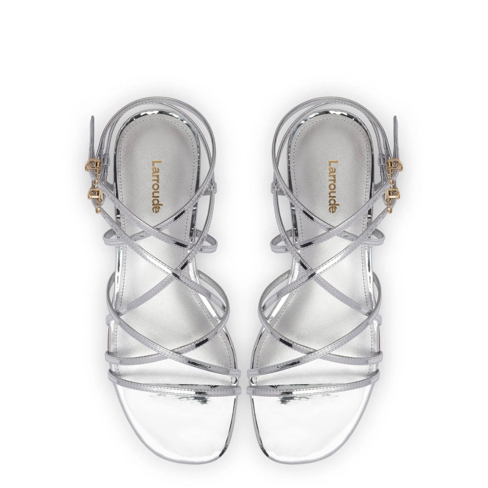 Naomi Flat Sandal In Silver Specchio sold by Larroude product image thumbnail 3