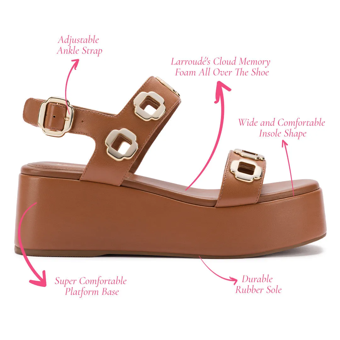 Milan Flatform Sandal In Caramel Leather sold by Larroude product image thumbnail 5