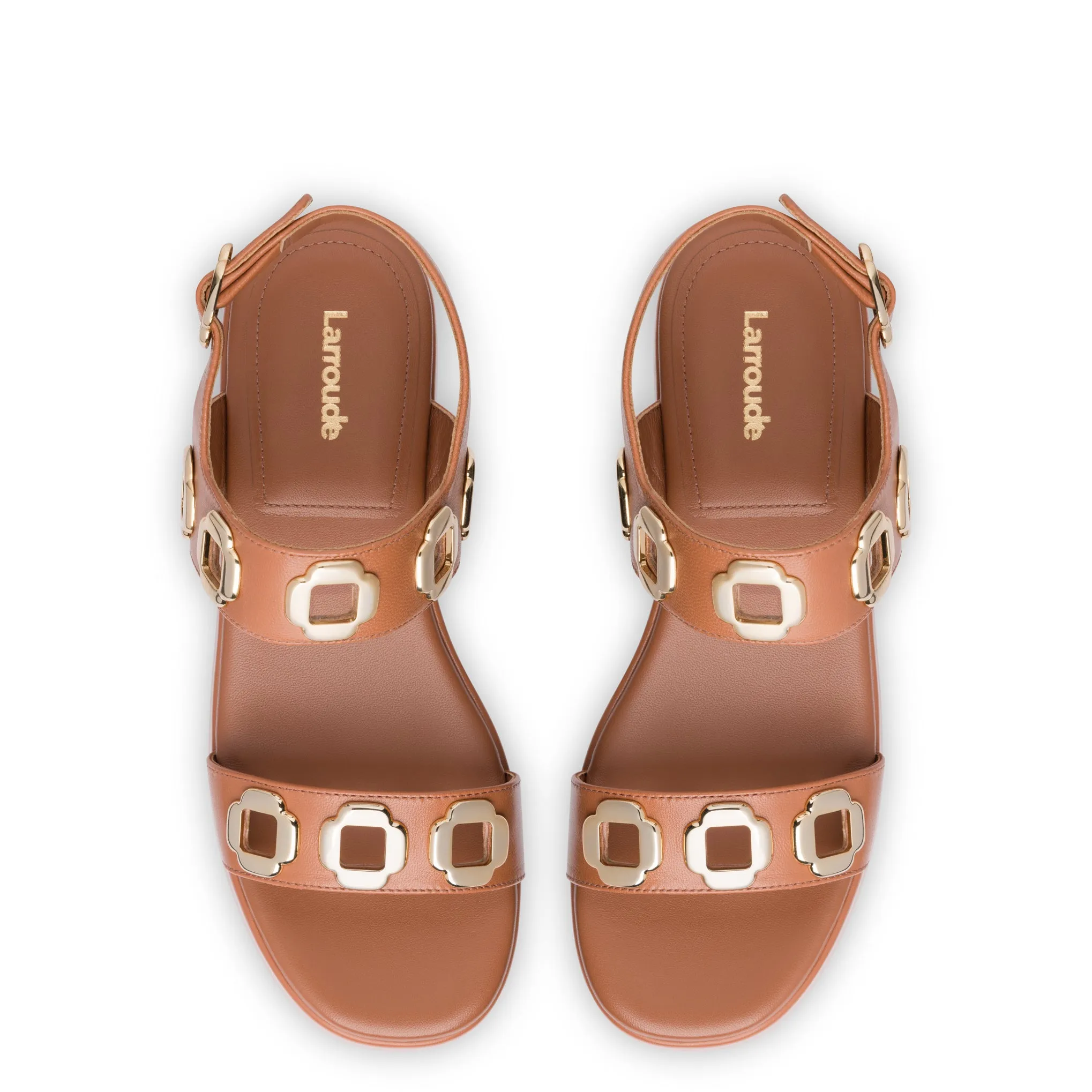 Milan Flatform Sandal In Caramel Leather sold by Larroude product image thumbnail 3