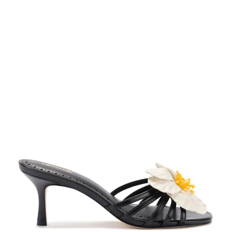 Magnolia Mule In Black Leather sold by Larroude