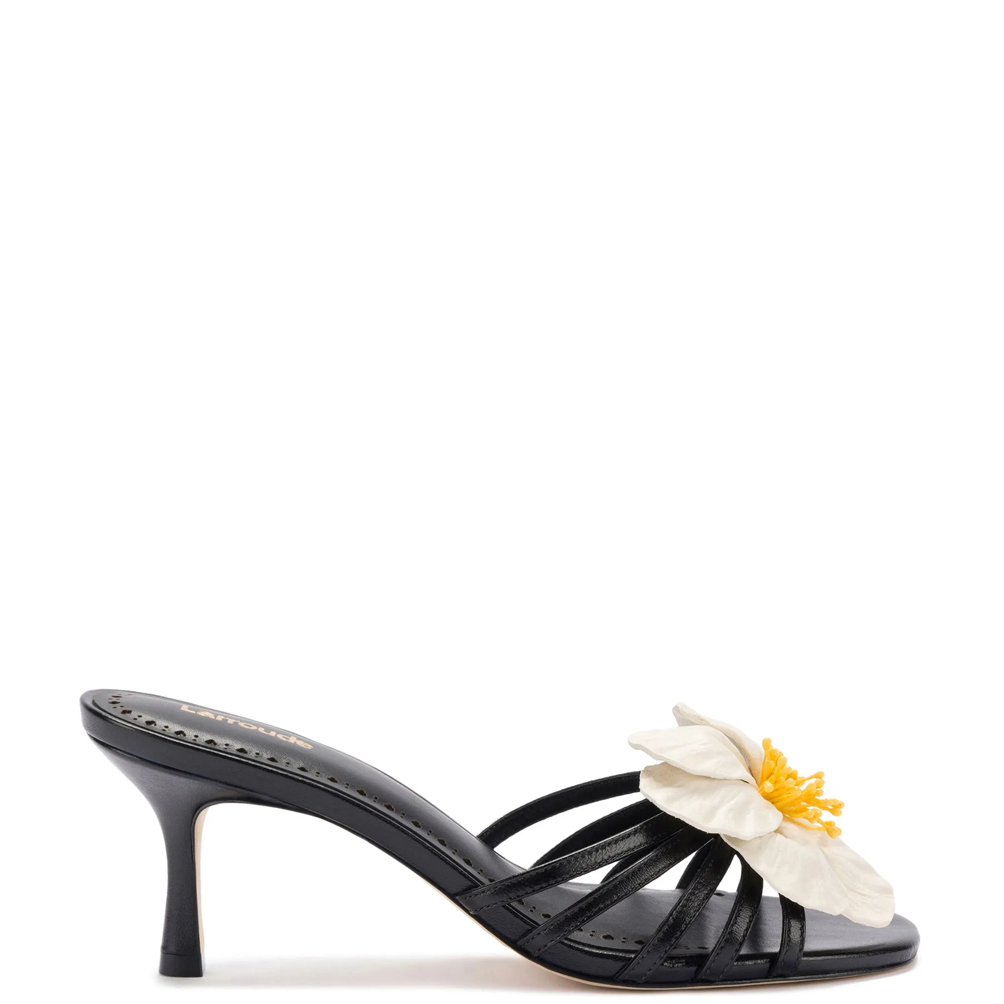 Magnolia Mule In Black Leather sold by Larroude