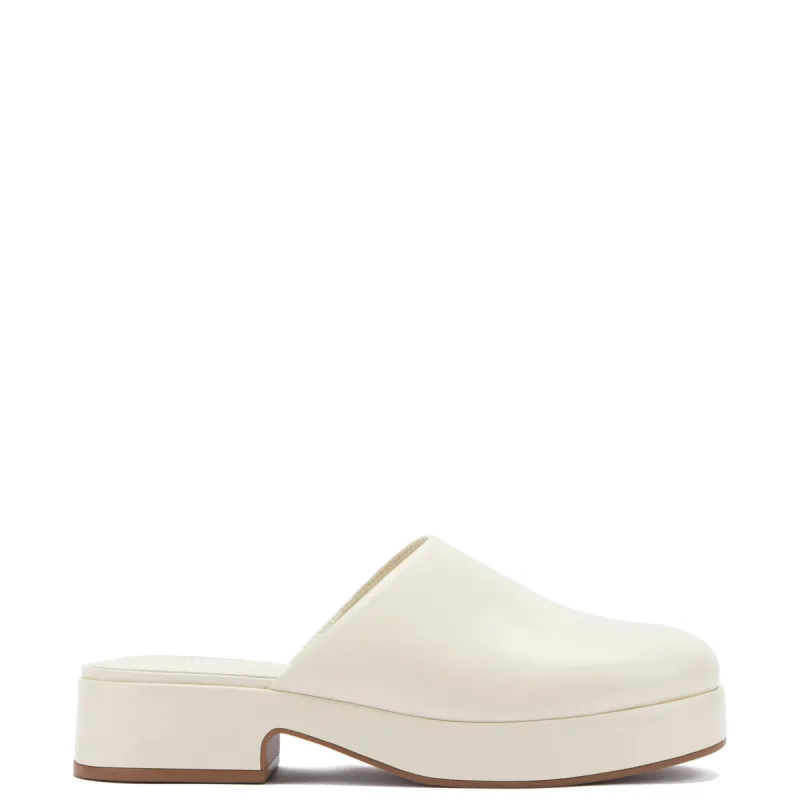 Miso Flatform Clog In Ivory Leather sold by Larroude