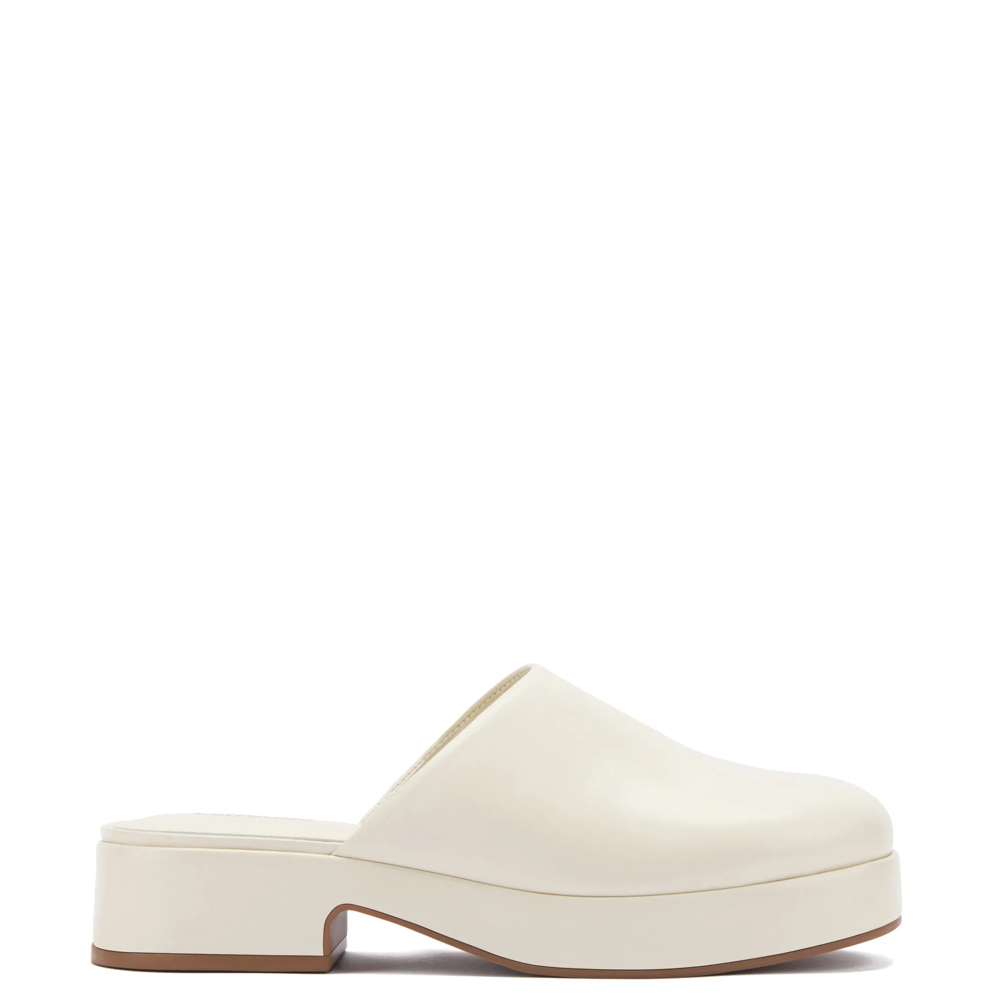 Miso Flatform Clog In Ivory Leather sold by Larroude