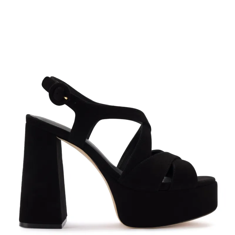 Bee Sandal In Black Suede sold by Larroude