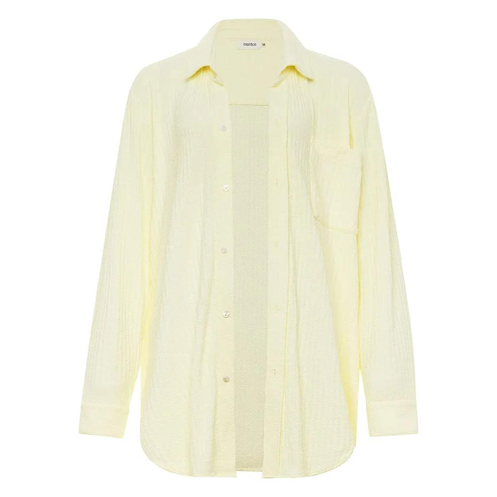 Buttercream Rib Long Sleeve Button Down Shirt sold by Larroude