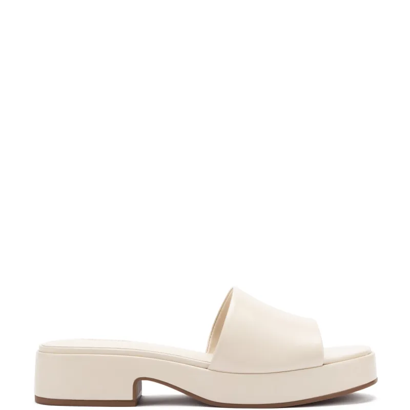 Athena Flatform Sandal In Ivory Leather sold by Larroude