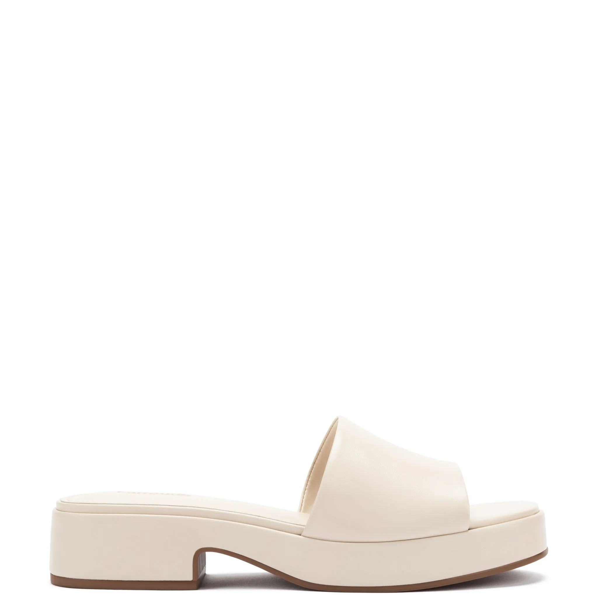 Athena Flatform Sandal In Ivory Leather sold by Larroude