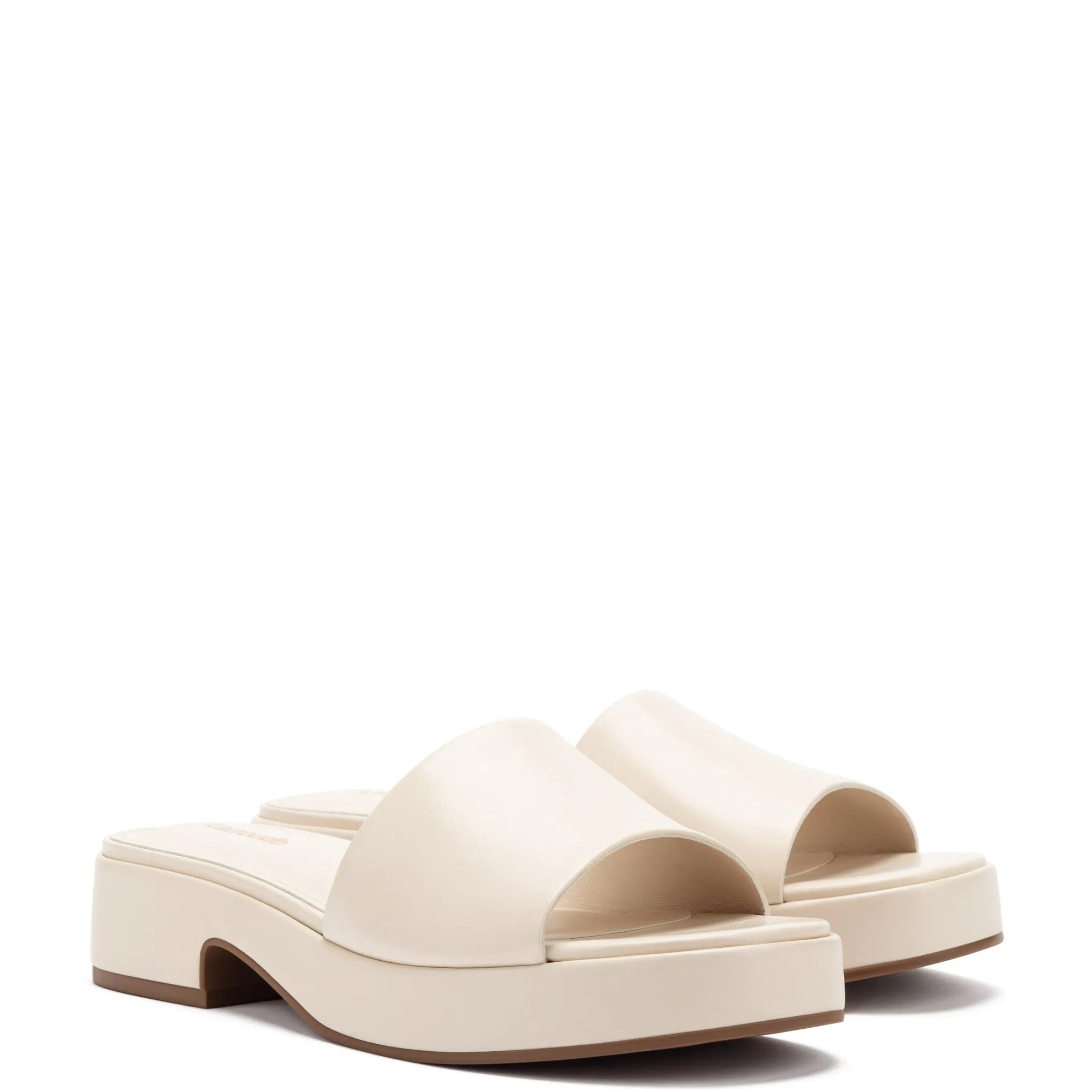Athena Flatform Sandal In Ivory Leather sold by Larroude product image thumbnail 2
