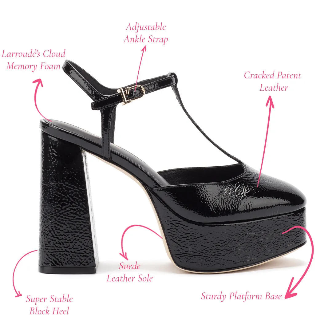 Pixie Pump In Black Cracked Patent Leather sold by Larroude product image thumbnail 5