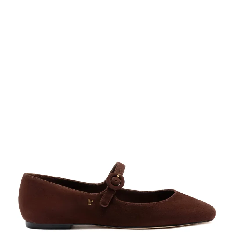 Blair Ballet Flat In Brown Suede sold by Larroude