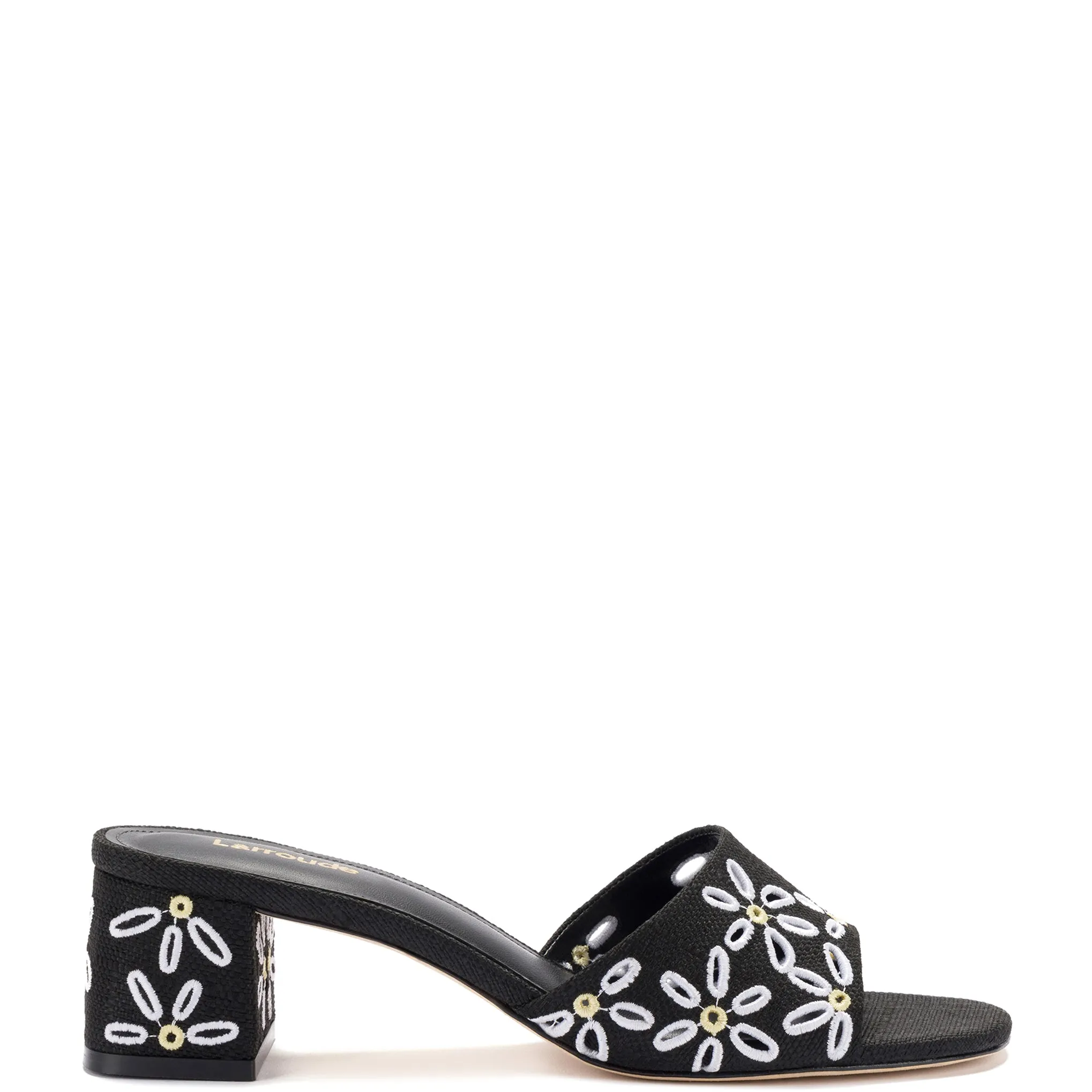 Brigitte Mule In Black Raffia sold by Larroude