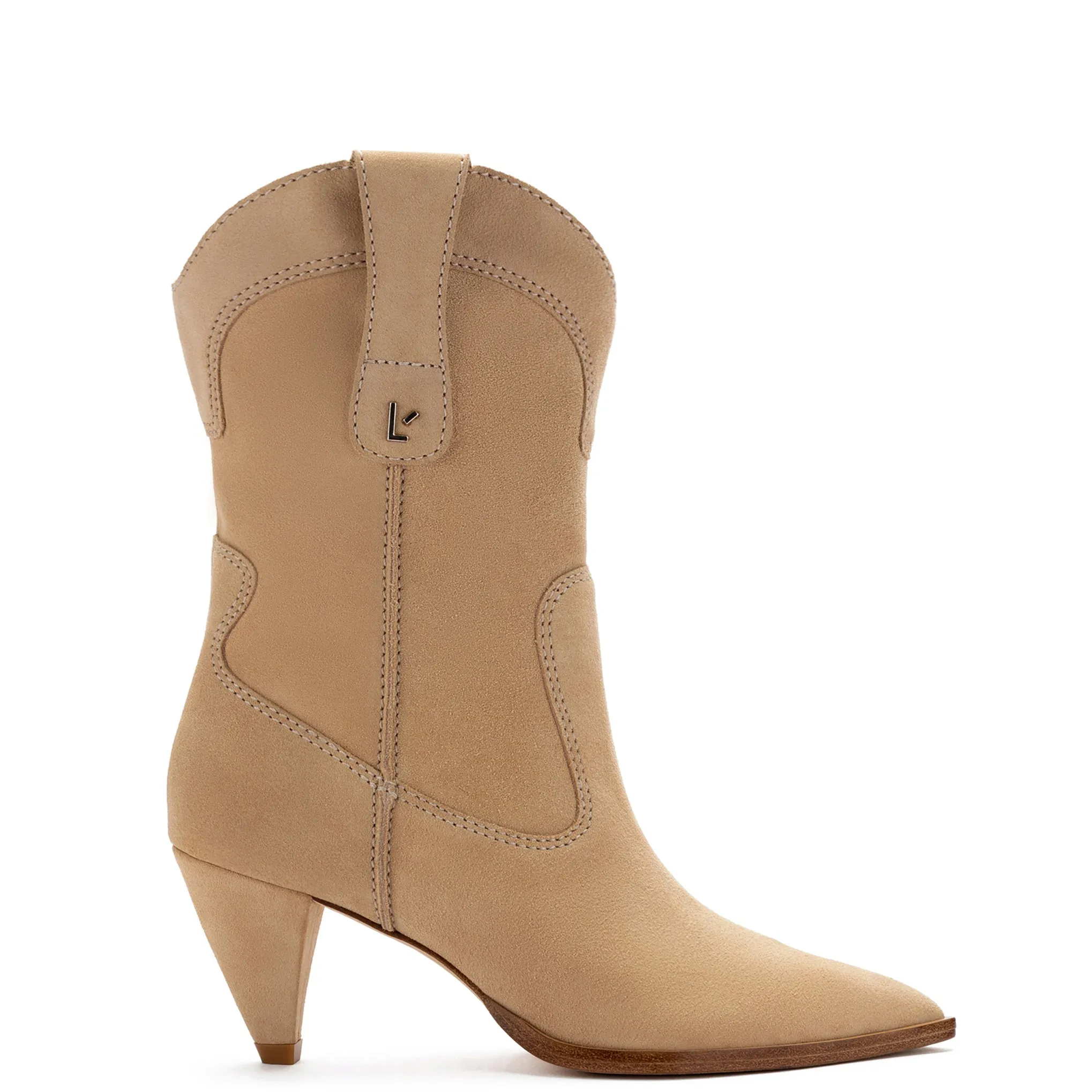 Thelma Boot In Sand Suede sold by Larroude