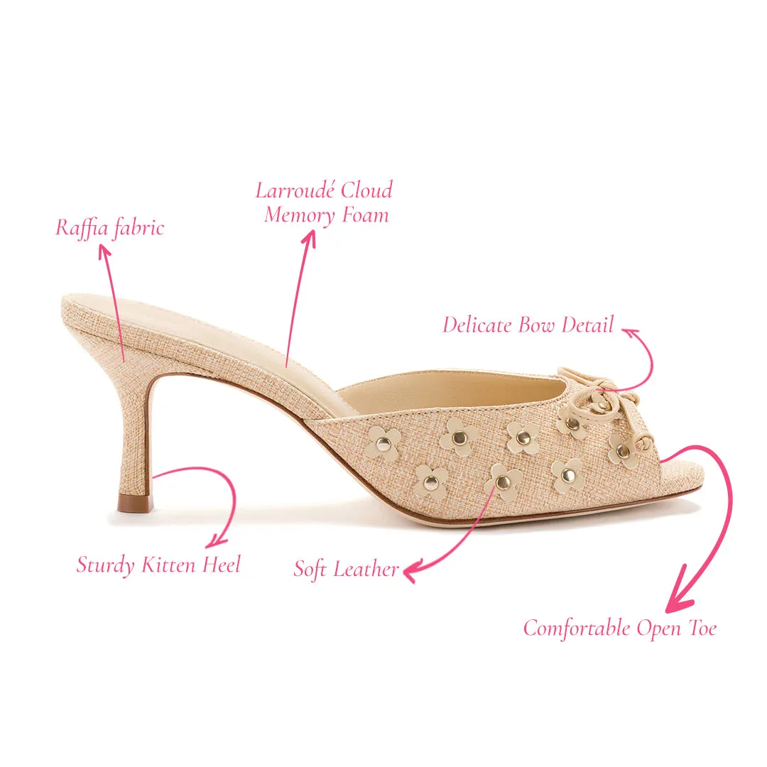 Jasmine Mule In Beige Raffia sold by Larroude product image thumbnail 5