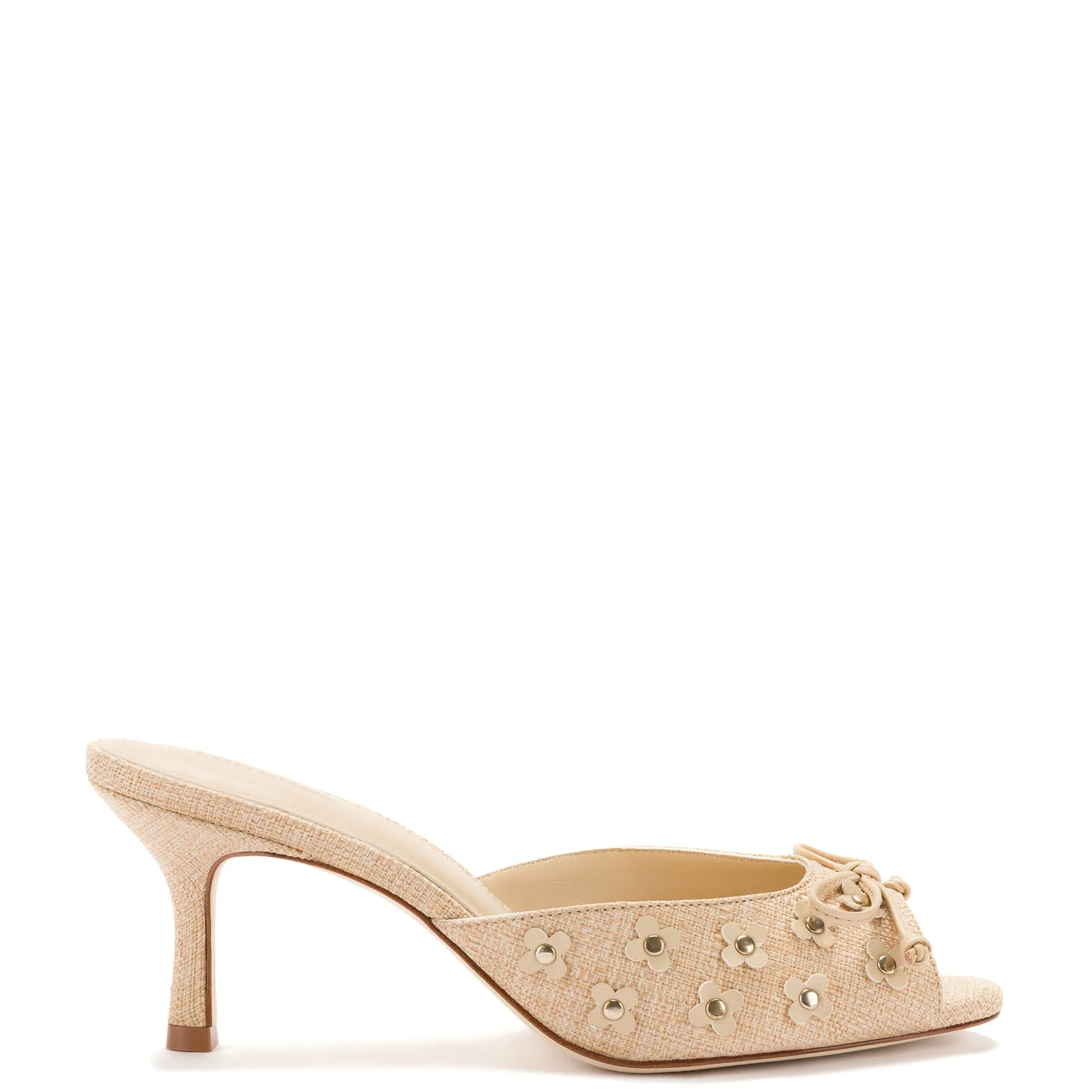 Jasmine Mule In Beige Raffia sold by Larroude
