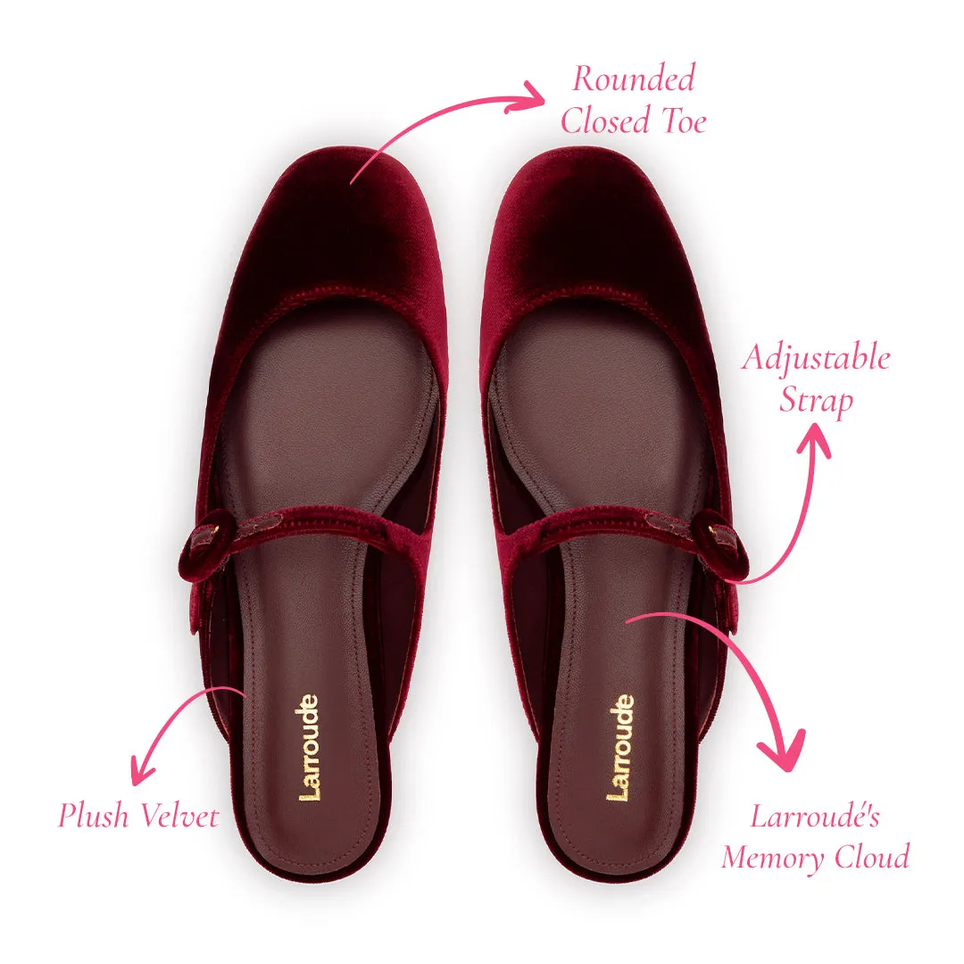 Blair Flat Mule In Wine Velvet sold by Larroude product image thumbnail 5