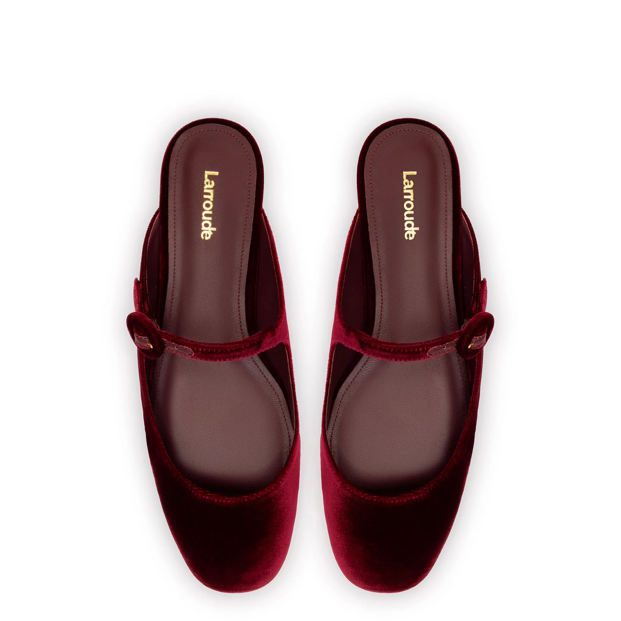 Blair Flat Mule In Wine Velvet sold by Larroude product image thumbnail 3