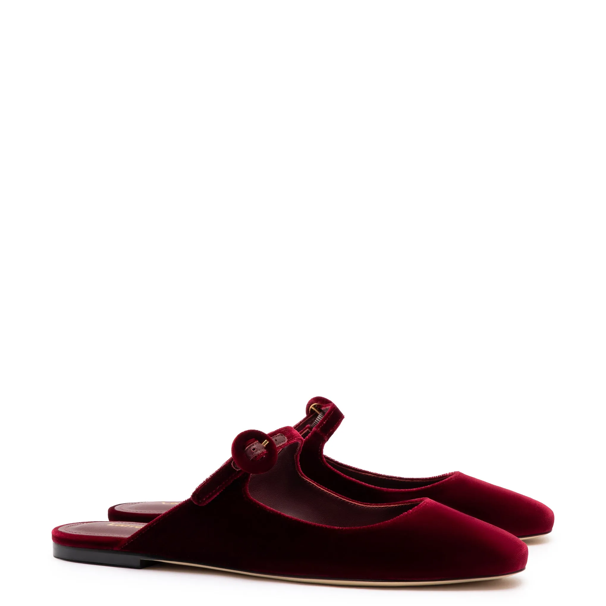 Blair Flat Mule In Wine Velvet sold by Larroude product image thumbnail 2