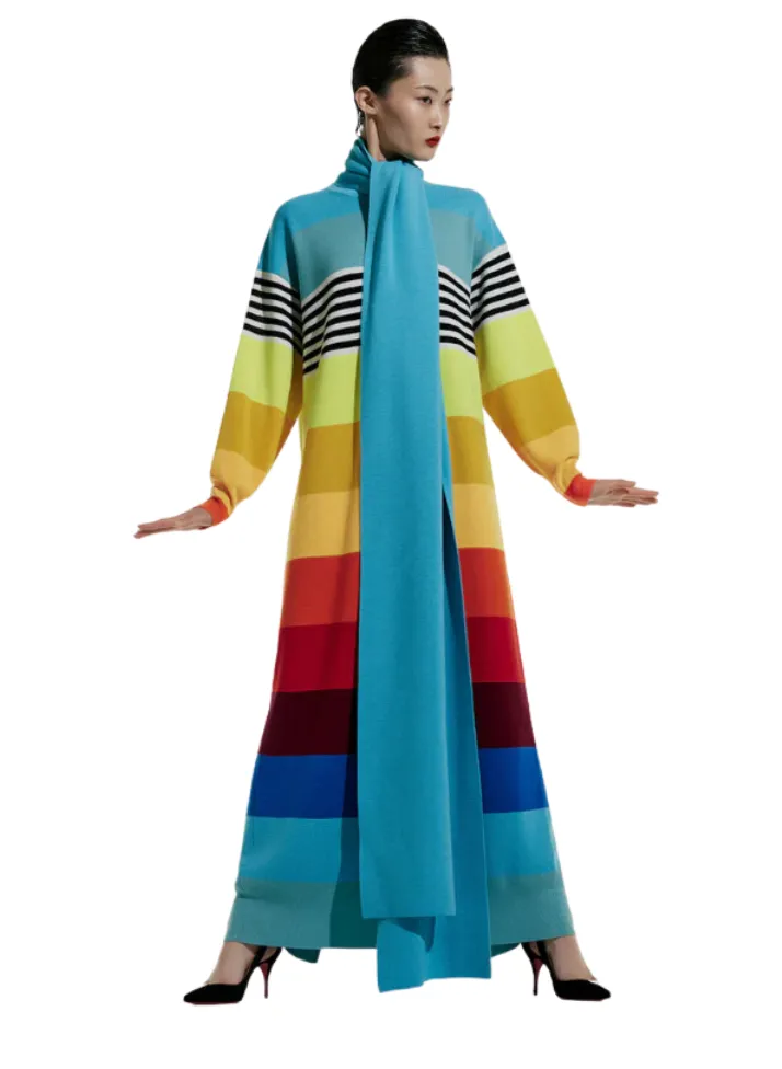 SCARF NECK MAXI SWEATER DRESS sold by Larroude