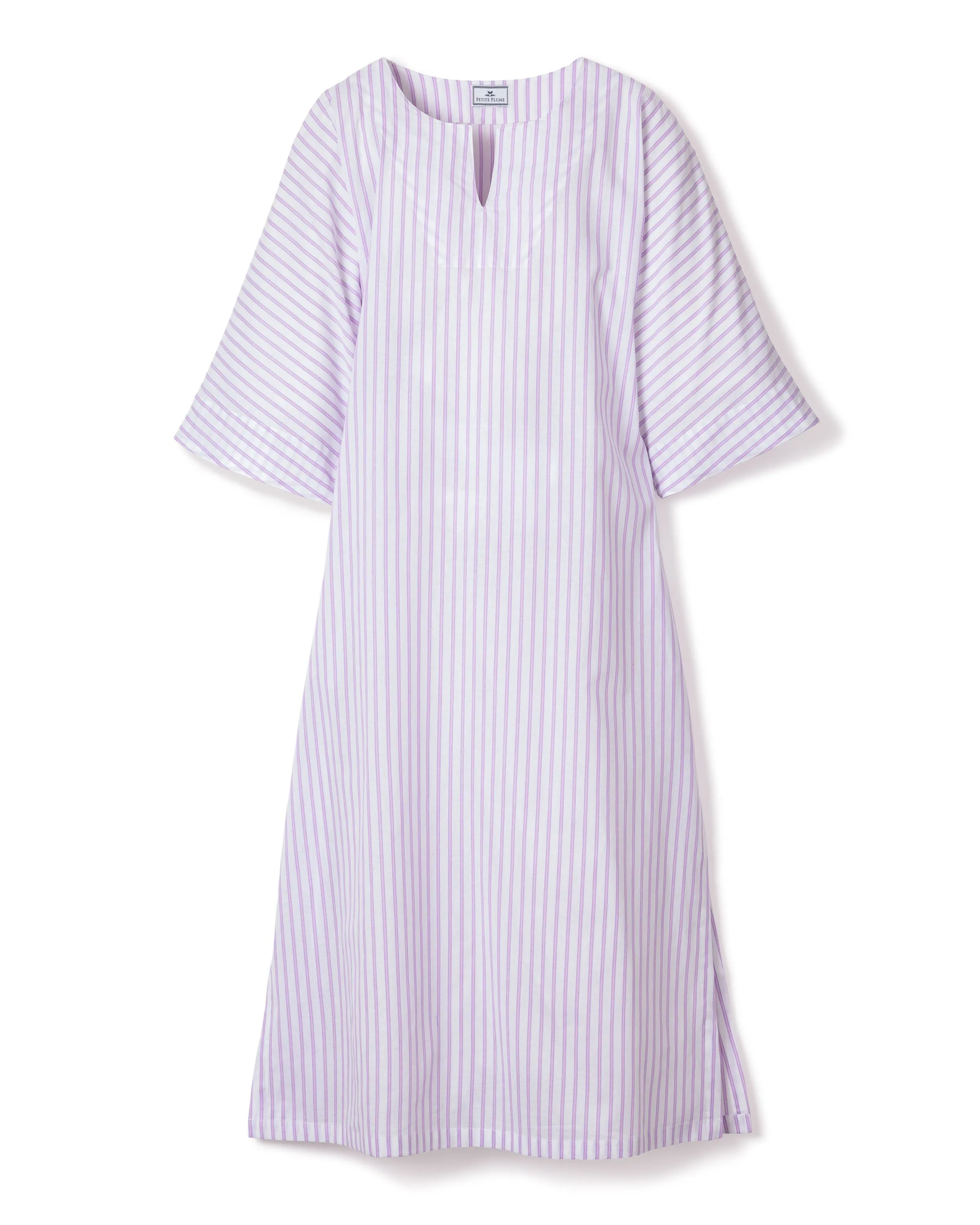 Women's Lavender French Ticking Caftan sold by Larroude