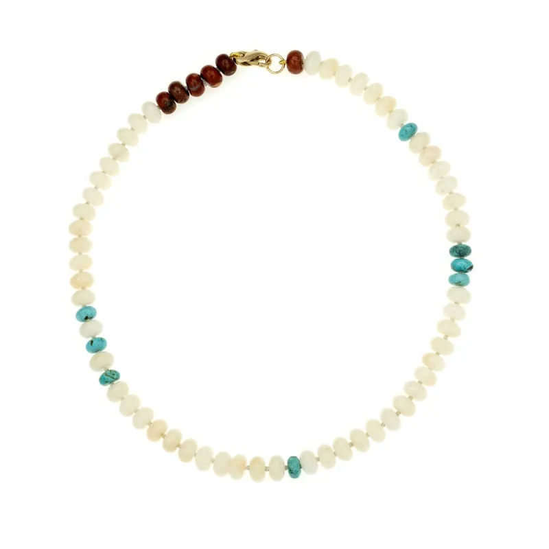 Ivory Jade and Turquoise Gemstone Necklace sold by Larroude