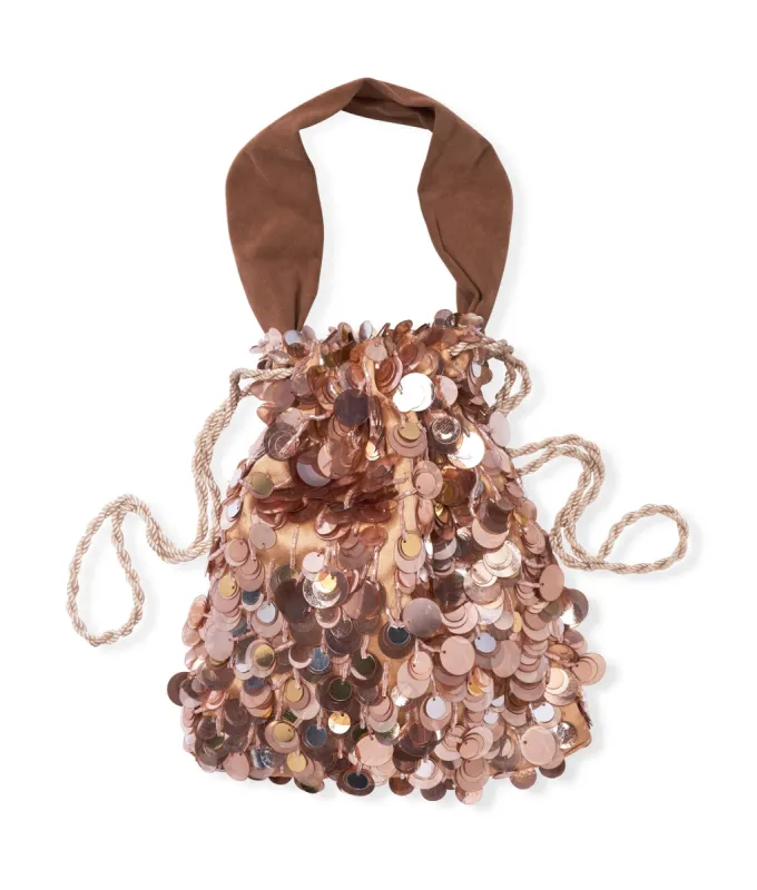 Gala Bag in Champagne Sequin sold by Larroude