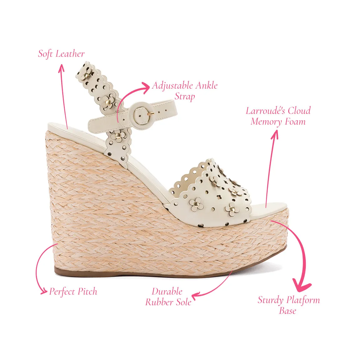Jasmine Wedge In Ivory Leather sold by Larroude product image thumbnail 5