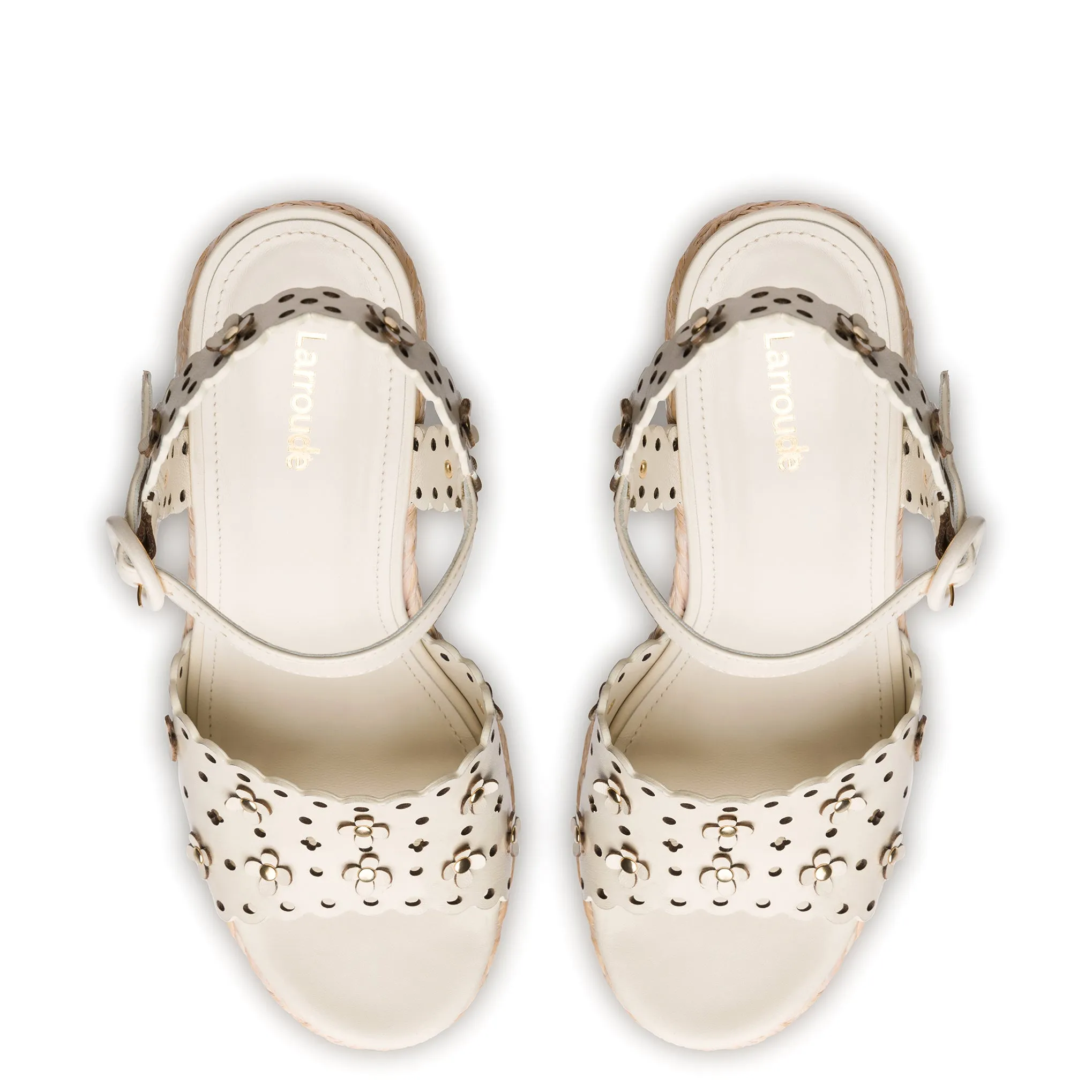 Jasmine Wedge In Ivory Leather sold by Larroude product image thumbnail 3