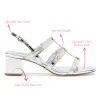 Harmony Block Sandal In Silver Specchio sold by Larroude