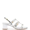 Harmony Block Sandal In Silver Specchio sold by Larroude