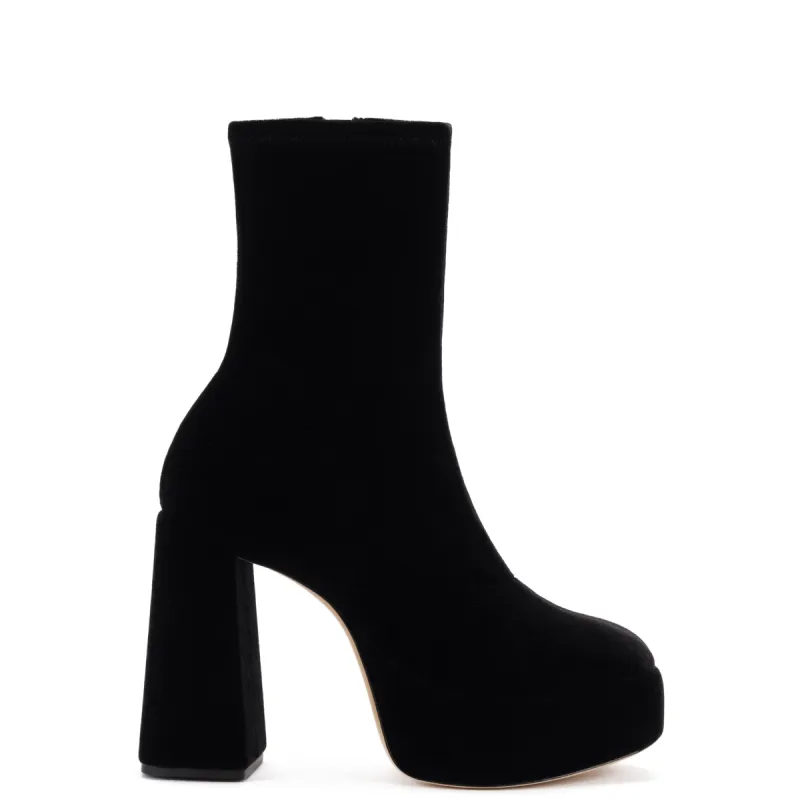 Dolly Stretch Boot In Black Velvet sold by Larroude