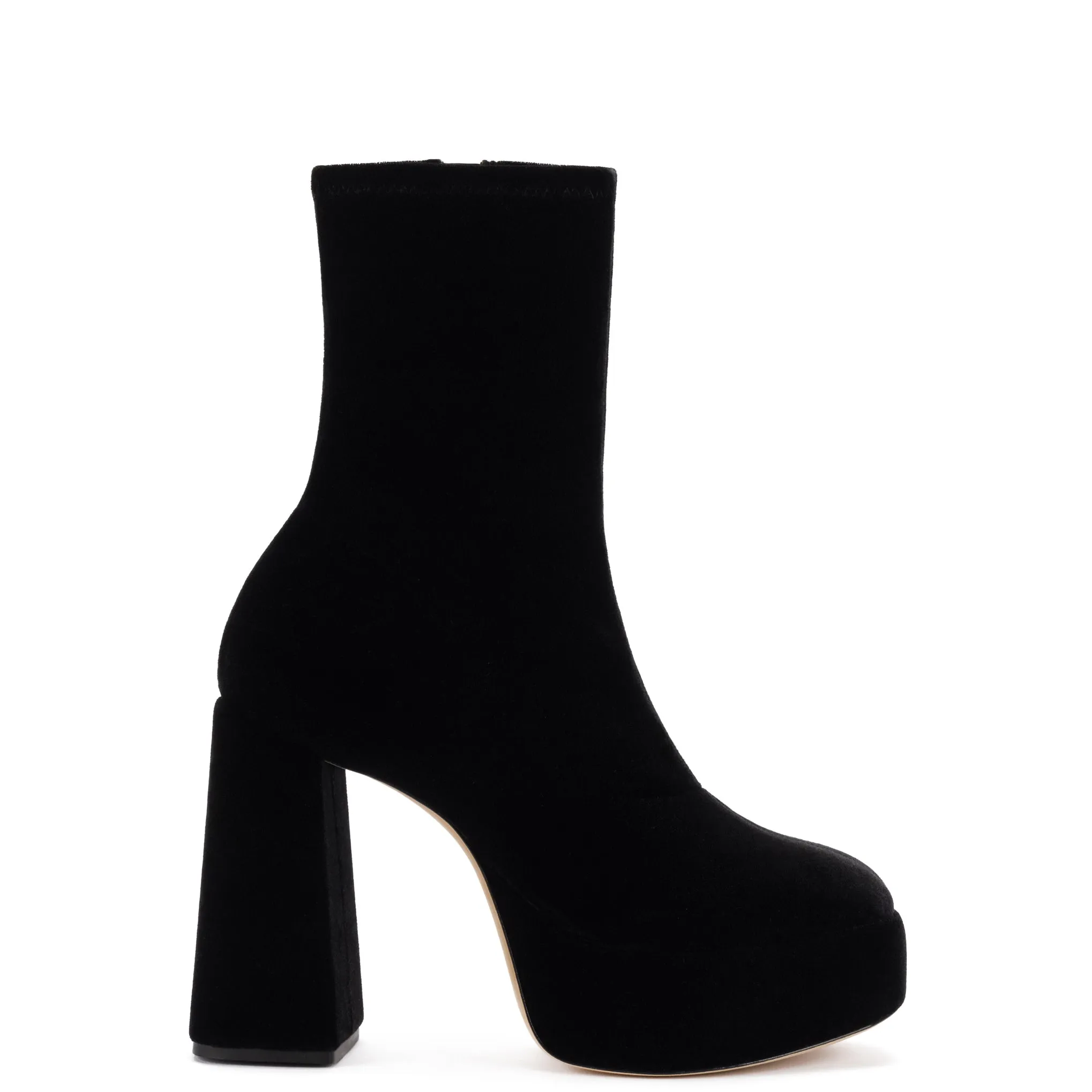 Dolly Stretch Boot In Black Velvet sold by Larroude