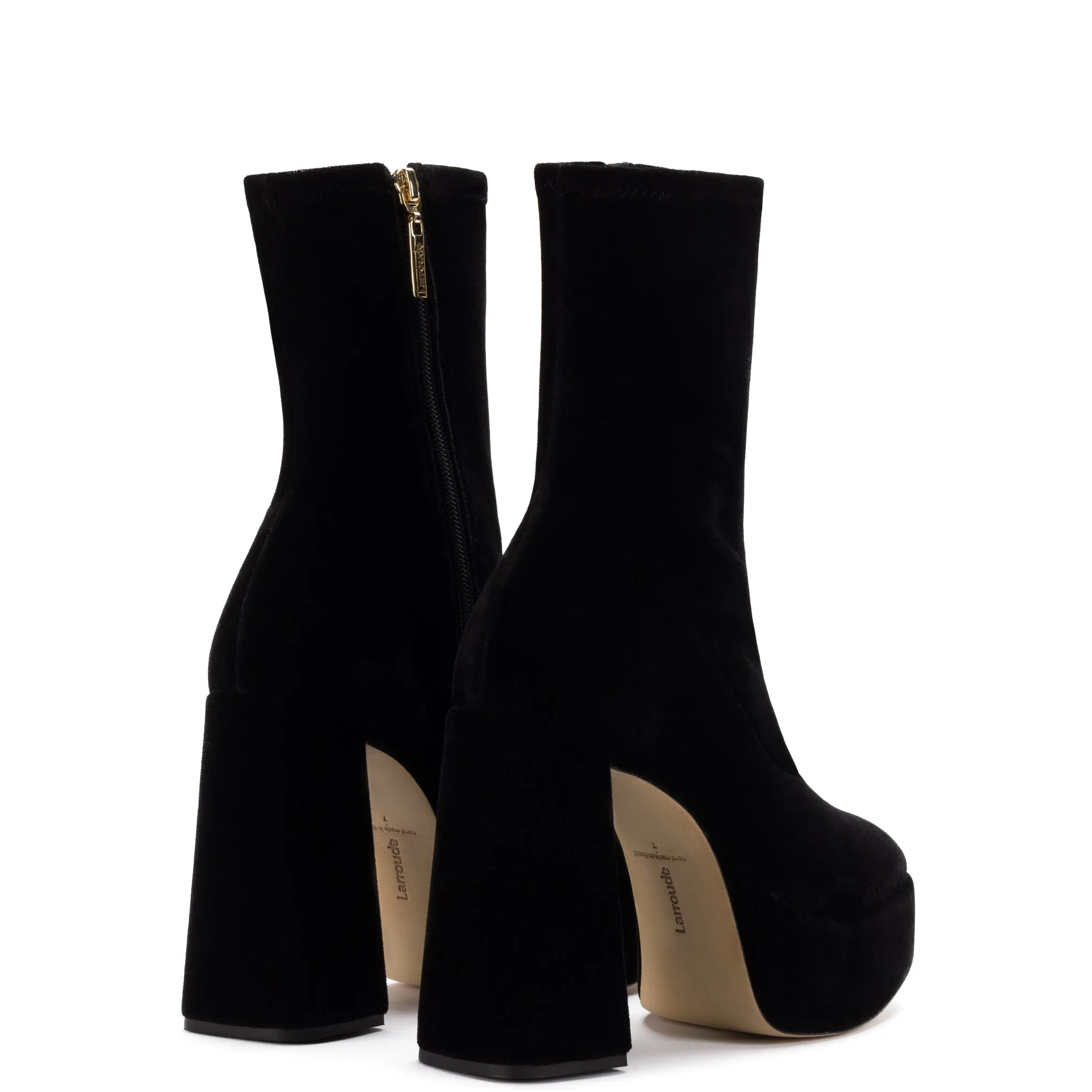 Dolly Stretch Boot In Black Velvet sold by Larroude product image thumbnail 3