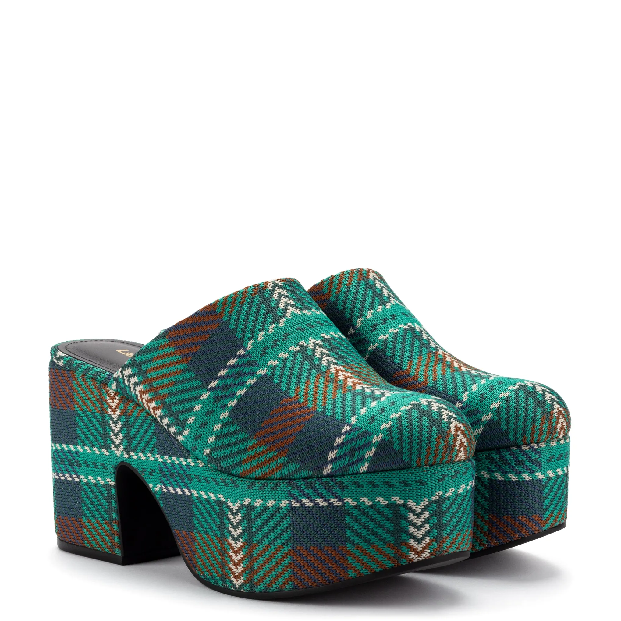 Miso Platform Clog In Green Tartan Knit sold by Larroude product image thumbnail 2
